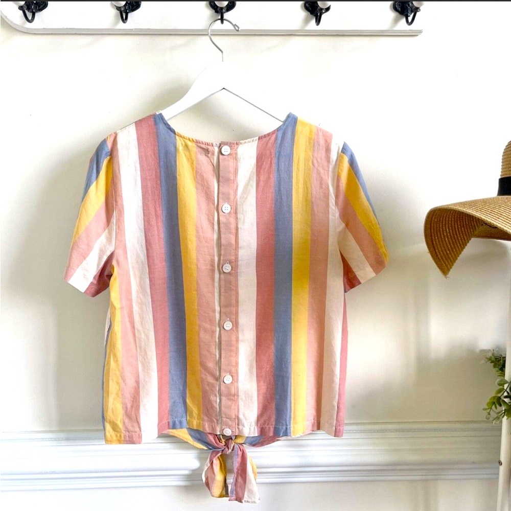 madewell Button-Back Tie Tee in Sherbet Stripe medium